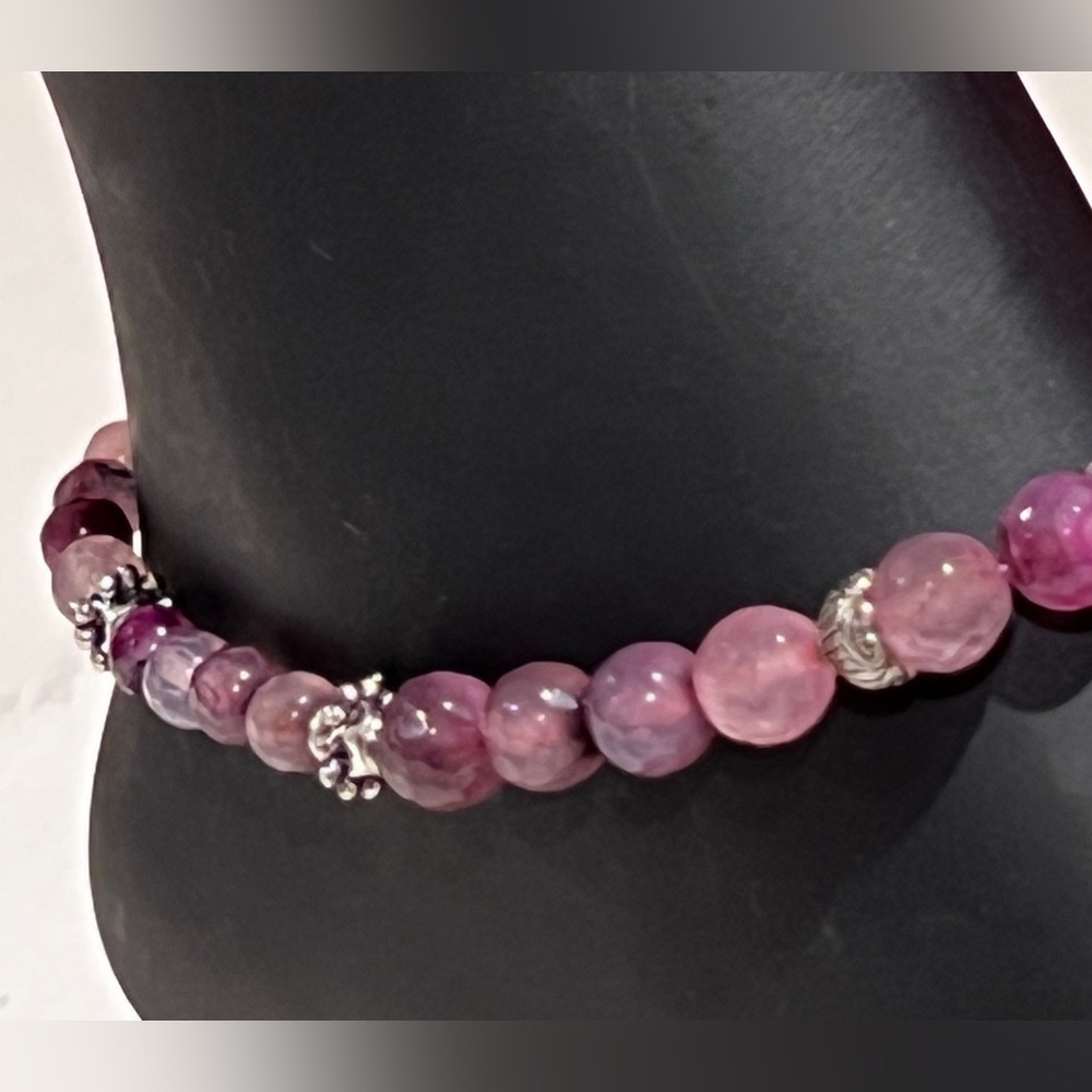 Berry Agate Handmade Beaded Ankle Bracelet - Picture 2 of 6